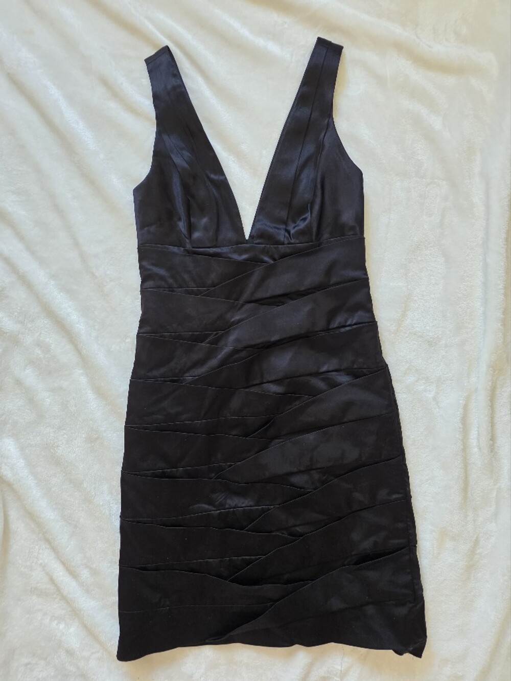 Vintage Laundry by Design Silk Blend Black Bandage Pleated Bodycon Mini Dress